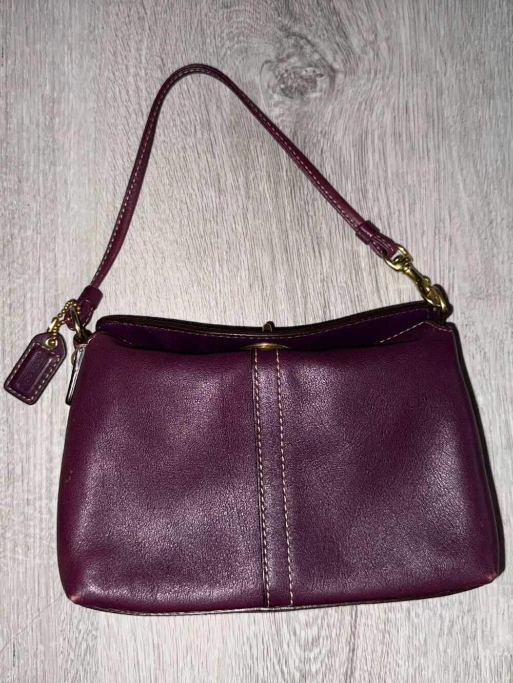 Rare Vintage COACH Leather Turn Lock Mini Bag, Eggplant